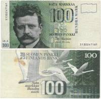 (1986 Litt A) Банкнота Финляндия 1986 год 100 марок "Ян Сибелиус" Hamalainen - Koivikko  VF